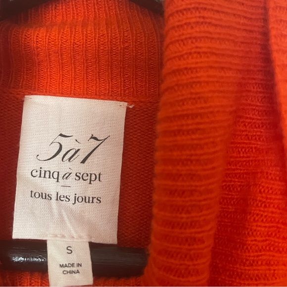 Cinq a Sept Tous Les Jours Savanna Ruffle Trim Cashmere Turtleneck Sweater - Picture 4 of 6